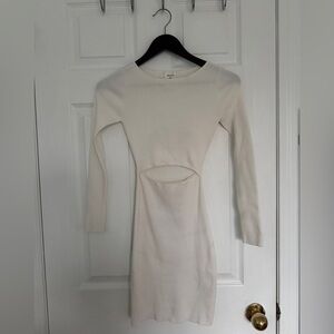 Wilfred Free Aritzia Cutout Long Sleeve Knit Dress - Ivory